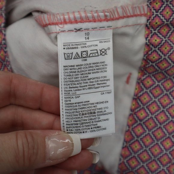 Gap Shorts Womens 10 Pink Flat Front Hot Pants Slash Pocket Button Zip Geometric - Picture 8 of 16